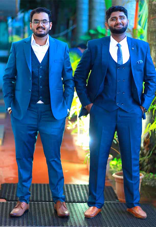 brother with blue coatsuit with royal look photo